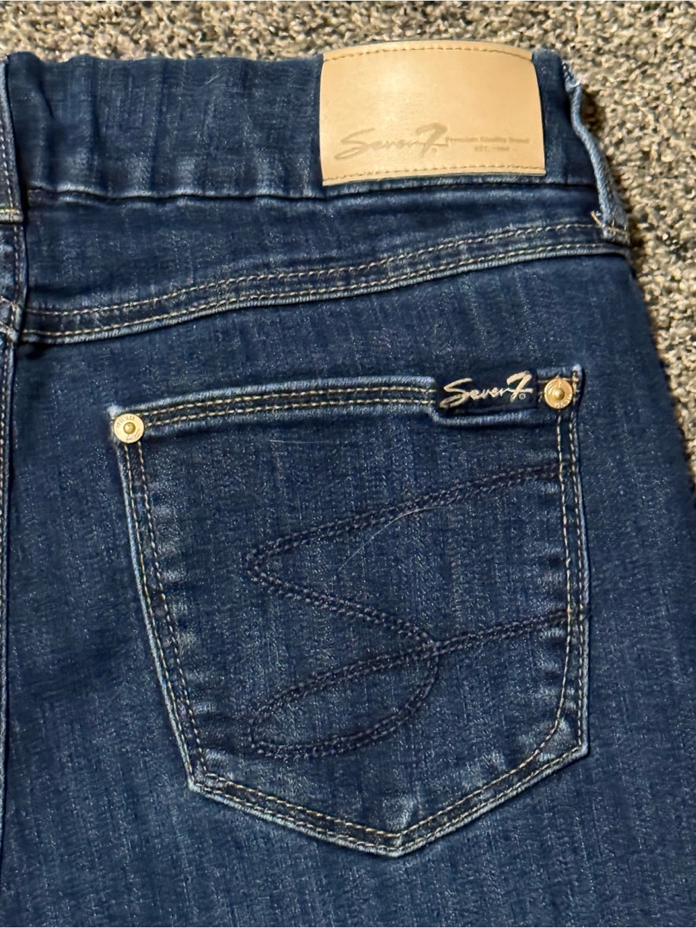 Seven7 Indigo Skinny Stretch Jeans with Branded Back Pocket inseam 28